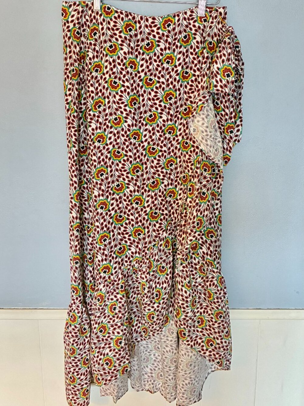 Boden Retro Floral Ruffle Wrap Skirt Sz 6